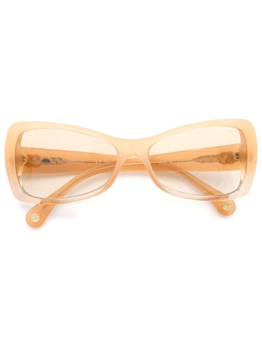 Chanel CC Logo Butterfly Sunglasses Eyewear Beige Gold
